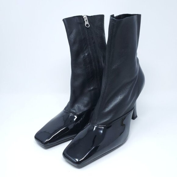 L'INTERVALLE Orabelle Black Patent Leather Stiletto Ankle Boots EU 40/US 9-9.5 - Picture 5 of 10